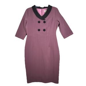 Lindy Bop Dress Womens 12 Purple Mauve Deanna 50s Pin-Up Wiggle Rockabilly Retro